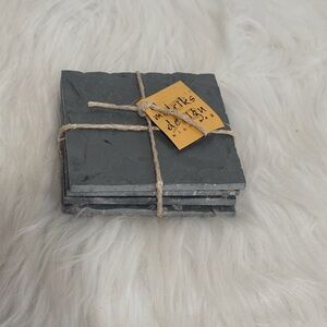 Slate Square Coasters - Dark Gray Stack by